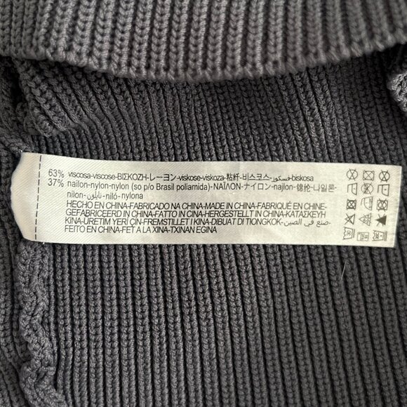 ZARA Gray Ribbed Mock Neck Sweater Women’s M Boxy Knit Long Sleeve Pullover - Picture 4 of 8